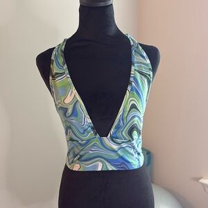 Green and blue SHEIN halter top